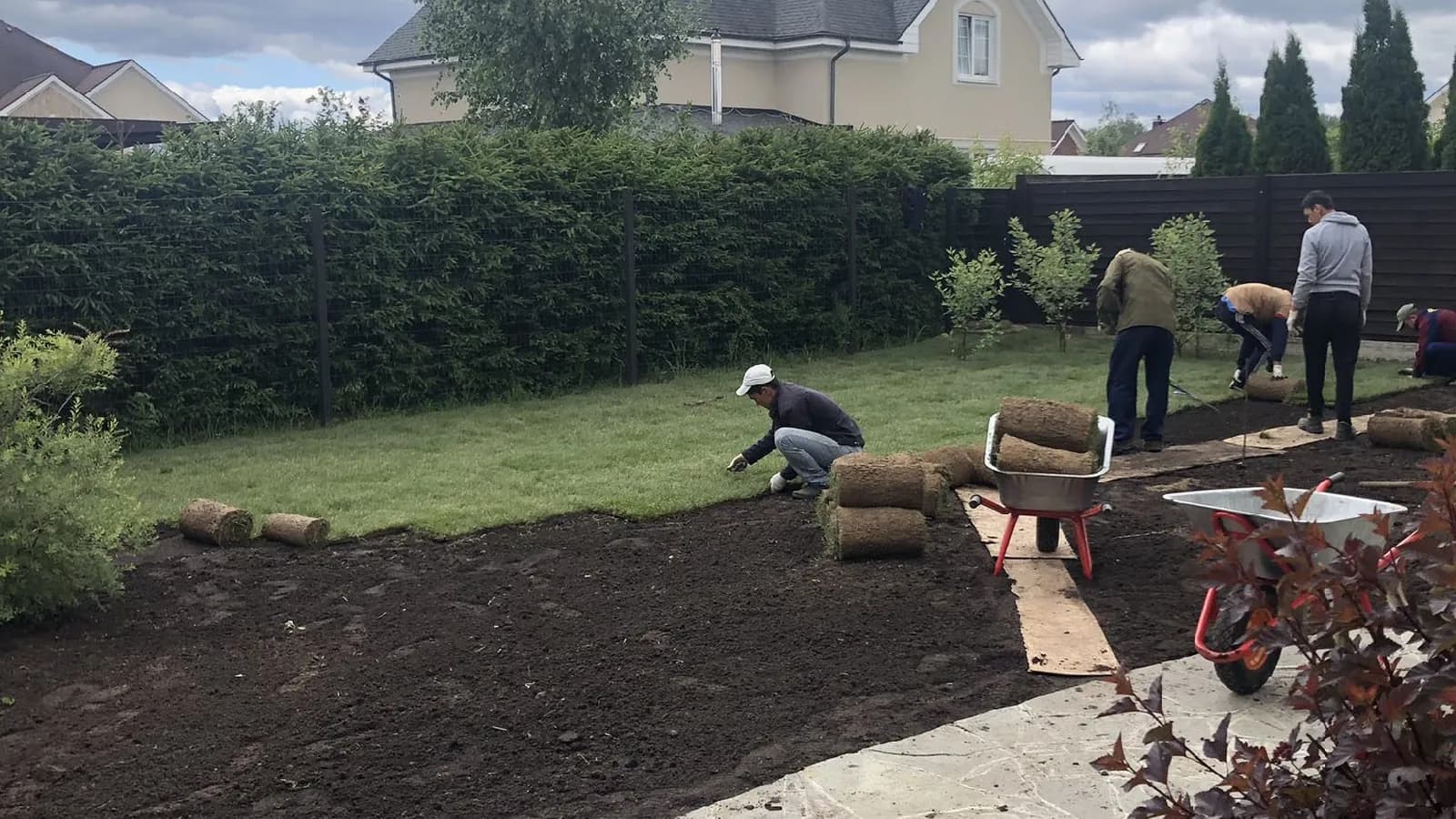 Редакционный кадр по теме «Укладка рулонного газона: подготовка, стыки и первый полив»